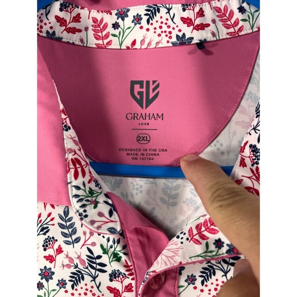 Graham Luxe Other - Graham Luxe Mens 2XL Winter Flower Floral Performance Golf Polo Shirt